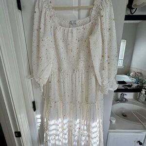 Ivy City & Co | Midsummers Night | White and Gold Star Maxi Dress